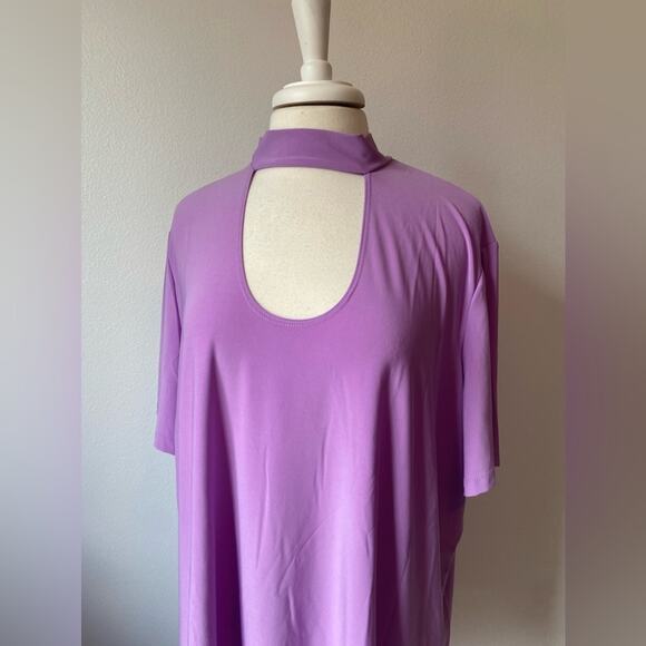 Slinky Brand NWOT 2 PACK Retro Vibrant Purple Choker Collar Soft Travel Tunic 3X - Picture 10 of 15